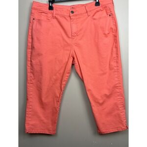 St Johns Bay Womens Plus Size 18 Coral Capri Pants Stretch Mid Rise Cropped